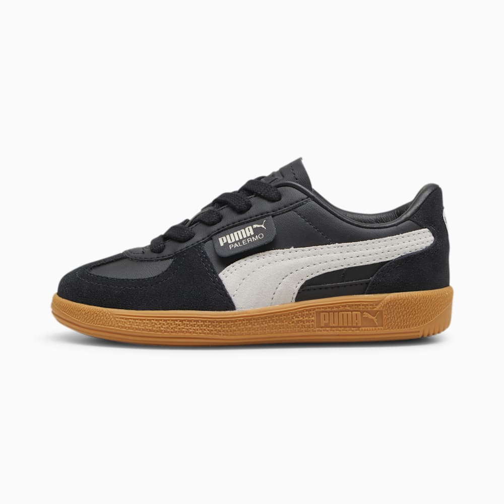 Puma Palermo Leather Little Kids Sneakers - Black-Feather Gray-Gum