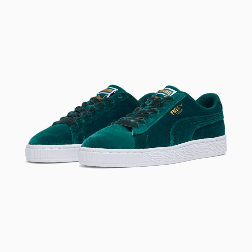 Puma Basket Classic Velvet Sneakers - Malachite-Team Gold-White