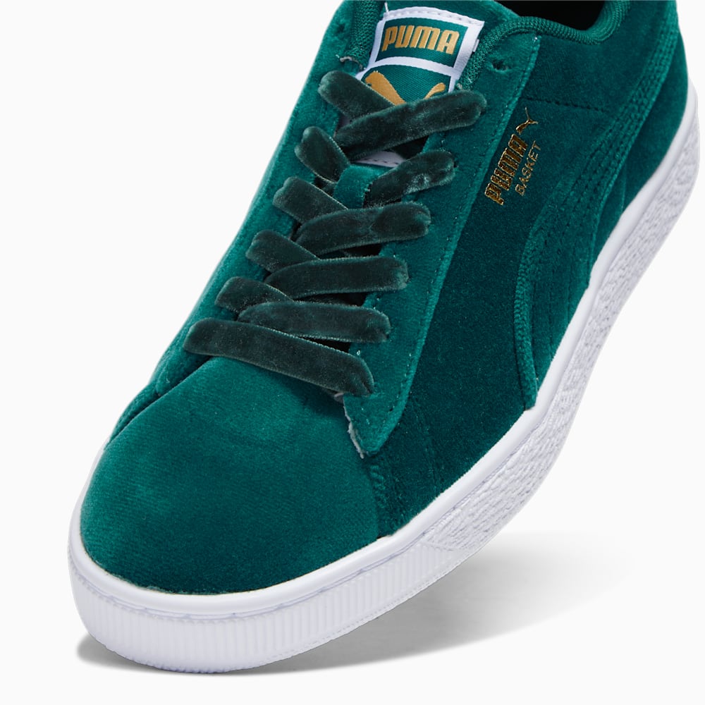 Puma Basket Classic Velvet Sneakers - Malachite-Team Gold-White