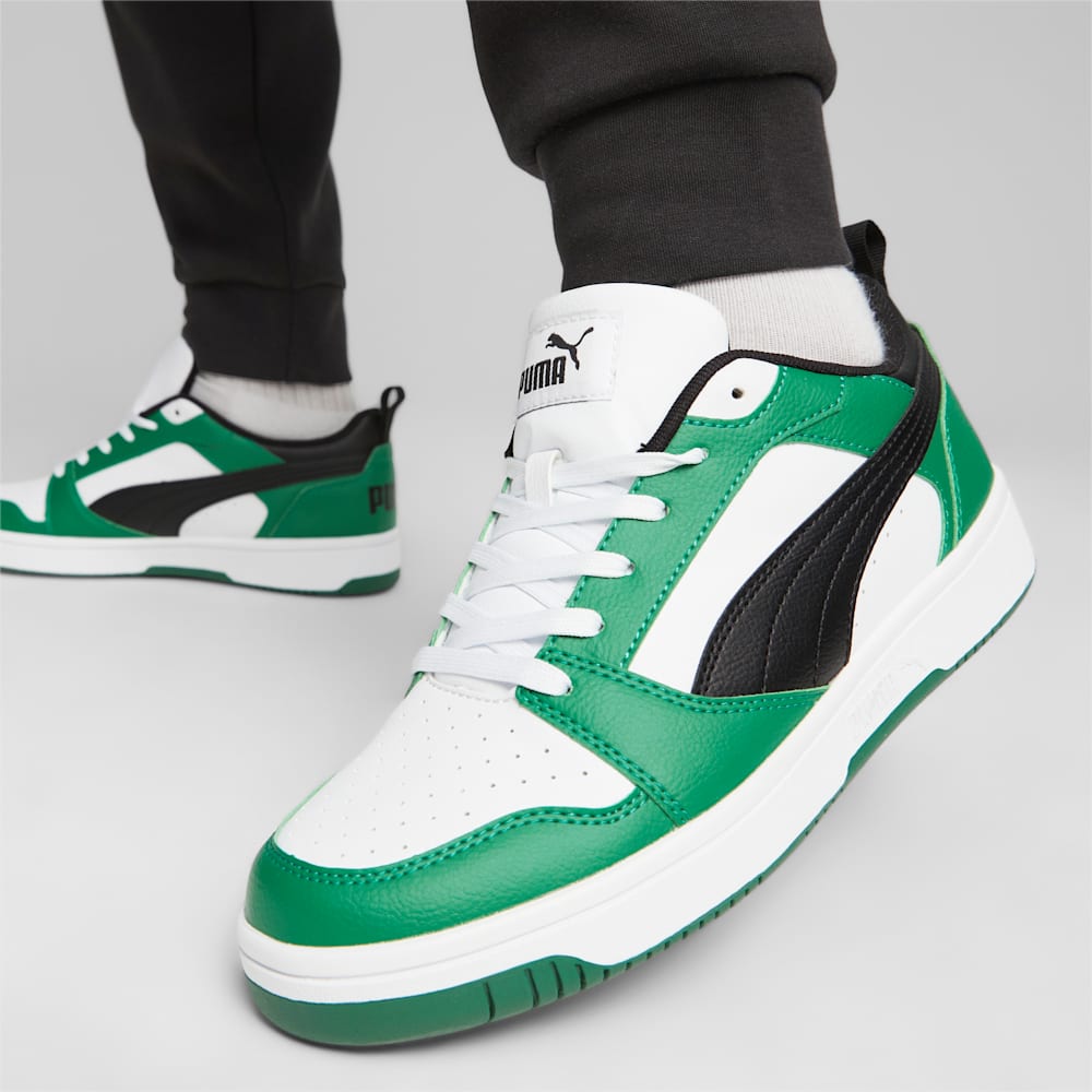 Puma Rebound V6 Low Sneakers - White-Black-Archive Green