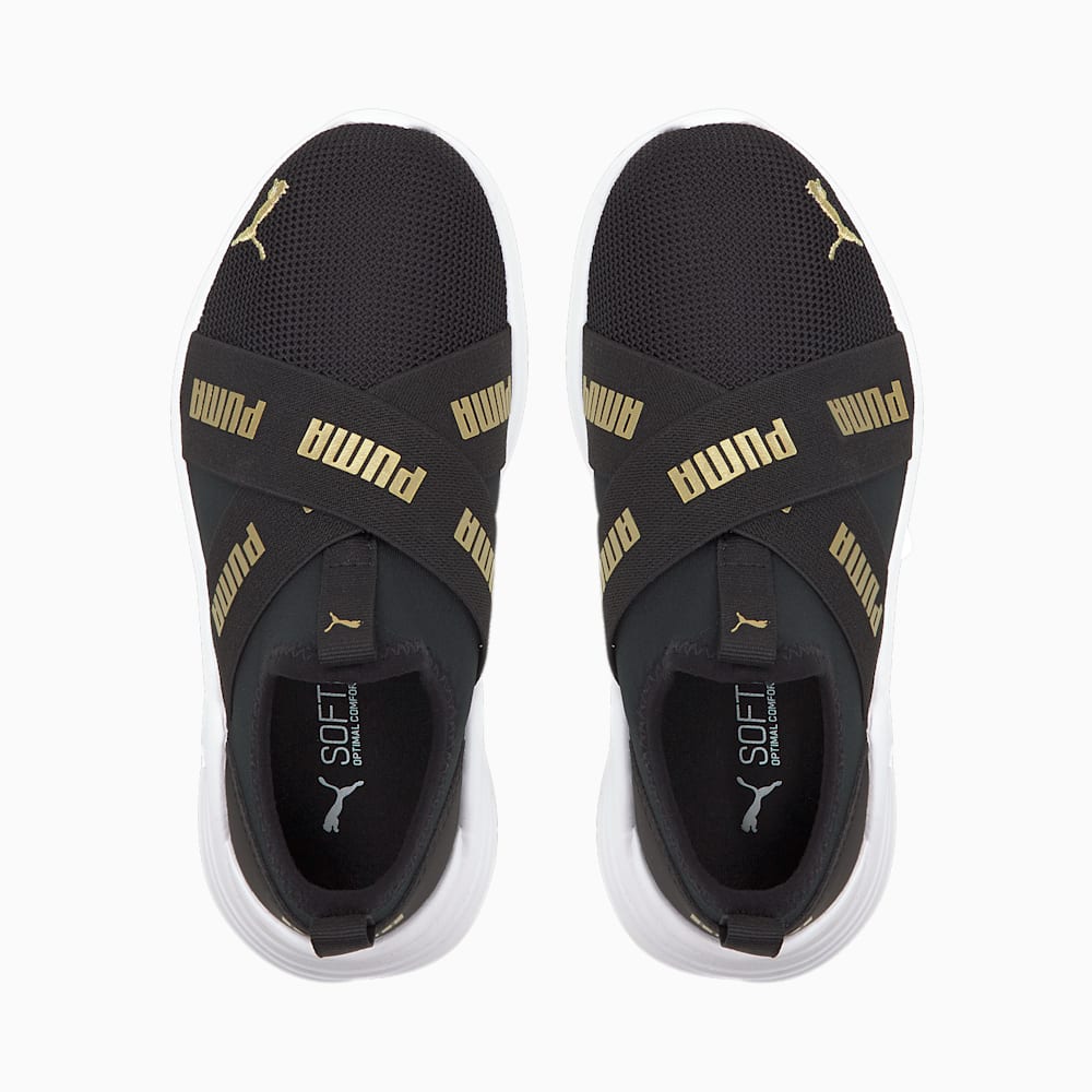 Puma Wired Run Slip-On Little Kids Shoes - Black-Team Gold