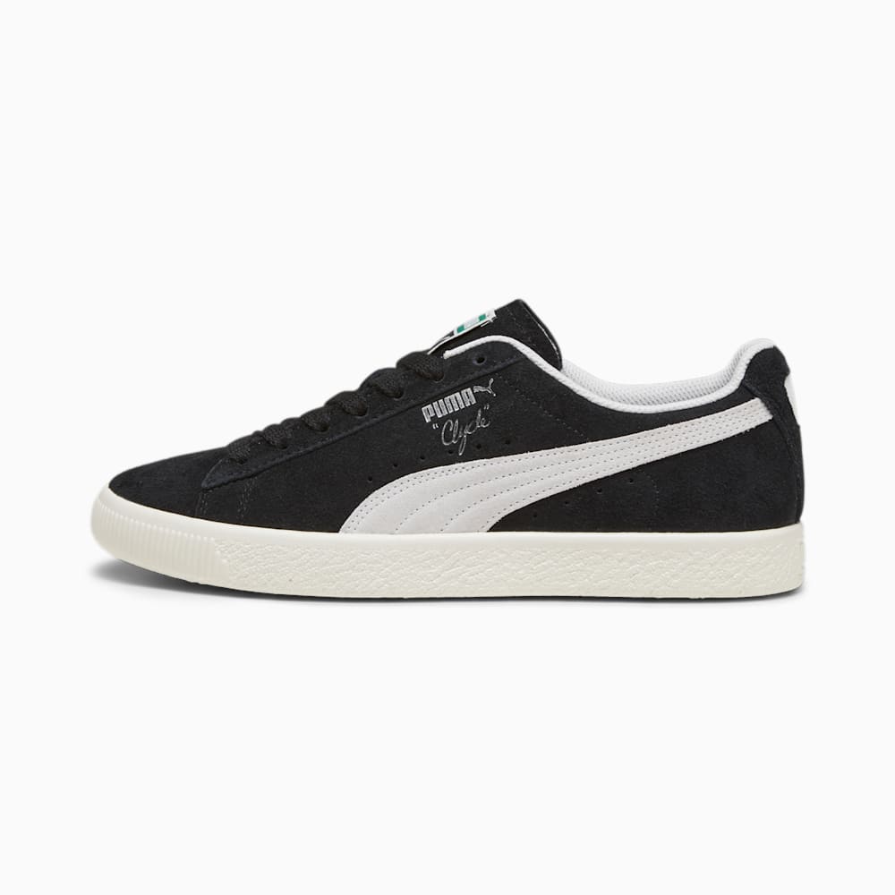 Puma Clyde Hairy Suede Sneakers - Black-Frosted Ivory