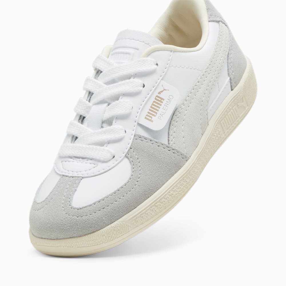 Puma Palermo Leather Little Kids Sneakers - White-Cool Light Gray-Sugared Almond