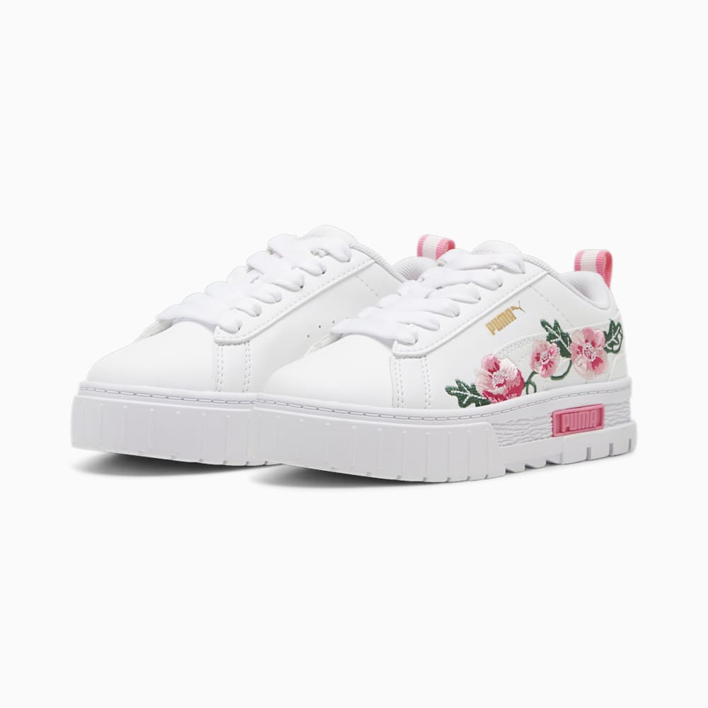 Puma Mayze Embroidery Little Kids Sneakers - White-Fast Pink-Vine