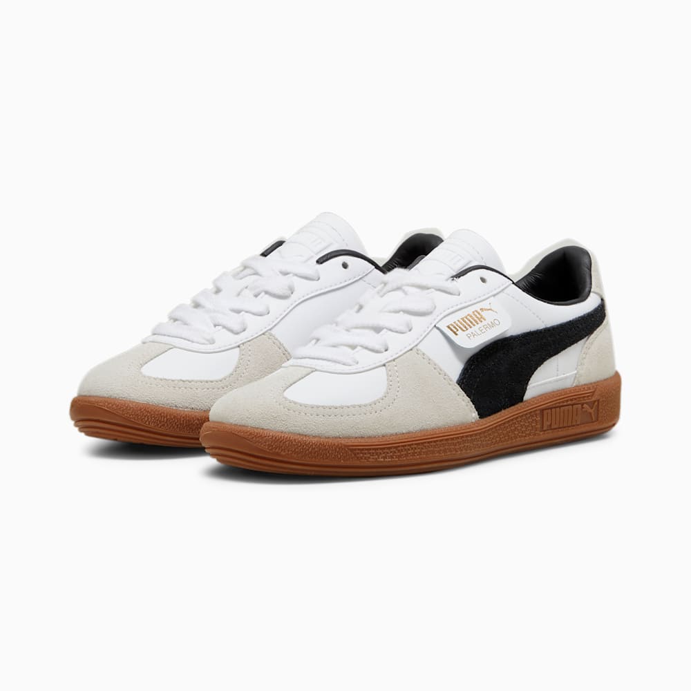 Puma Palermo Leather Big Kids Sneakers - White-Vapor Gray-Gum