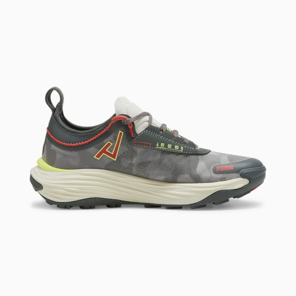 Puma SEASONS Voyage NITRO™ 3 Running Shoes - Mineral Gray-Active Red-Lime Pow