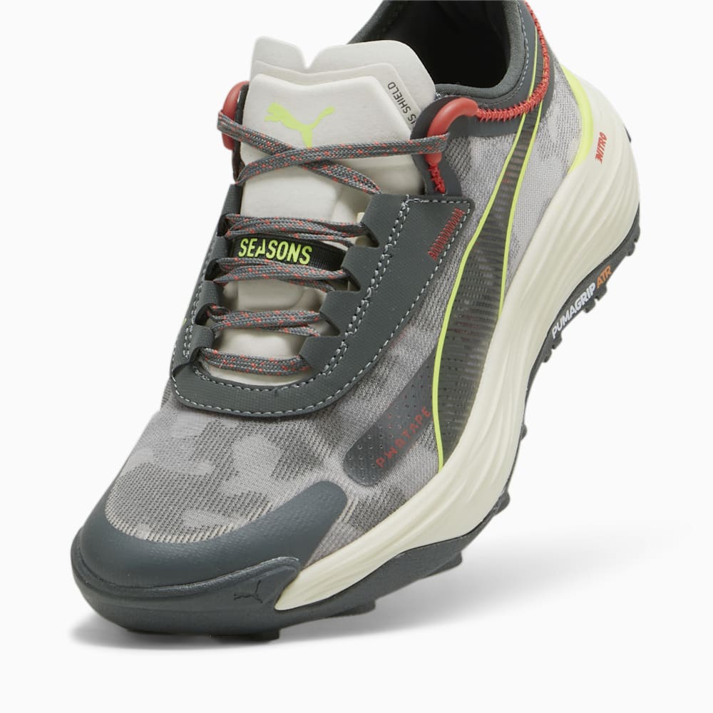 Puma SEASONS Voyage NITRO™ 3 Running Shoes - Mineral Gray-Active Red-Lime Pow