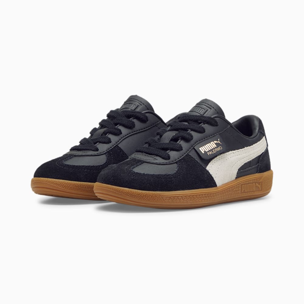 Puma Palermo Leather Little Kids Sneakers - Black-Feather Gray-Gum