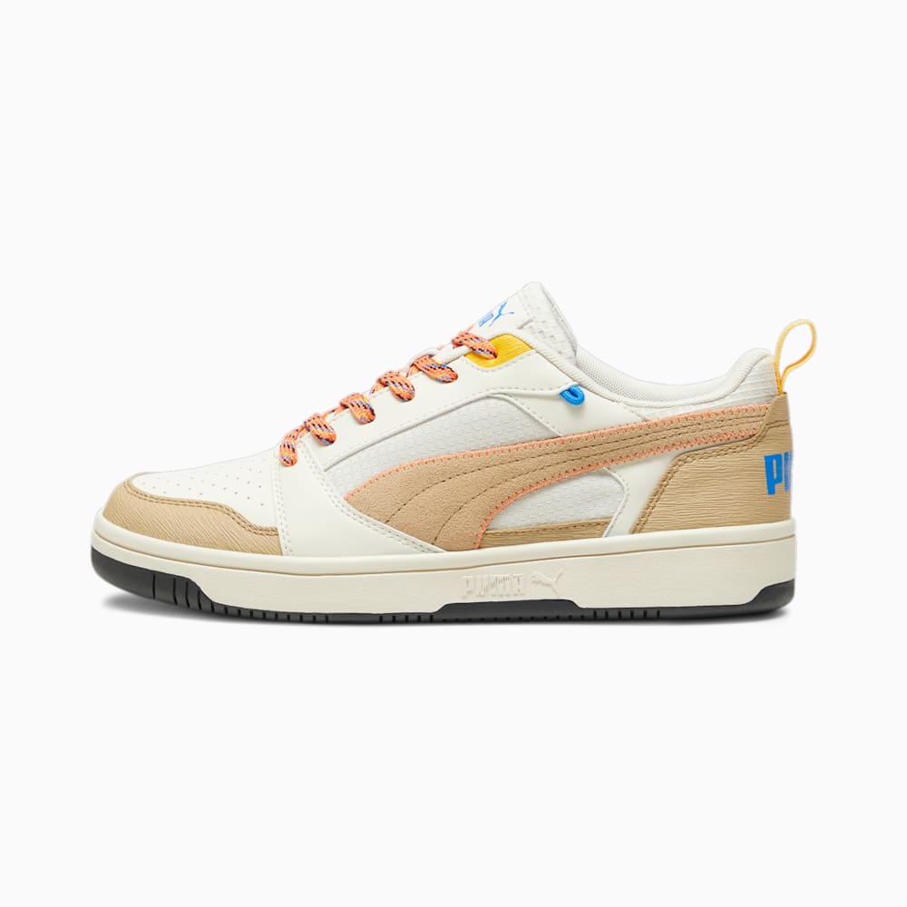 Puma Rebound v6 Low Open Road Sneakers - Alpine Snow-Sand Dune-Hot Heat-Yellow Sizzle-Ultra Blue