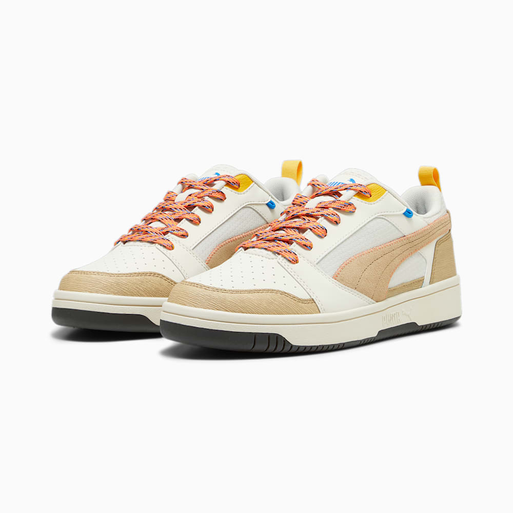 Puma Rebound v6 Low Open Road Sneakers - Alpine Snow-Sand Dune-Hot Heat-Yellow Sizzle-Ultra Blue