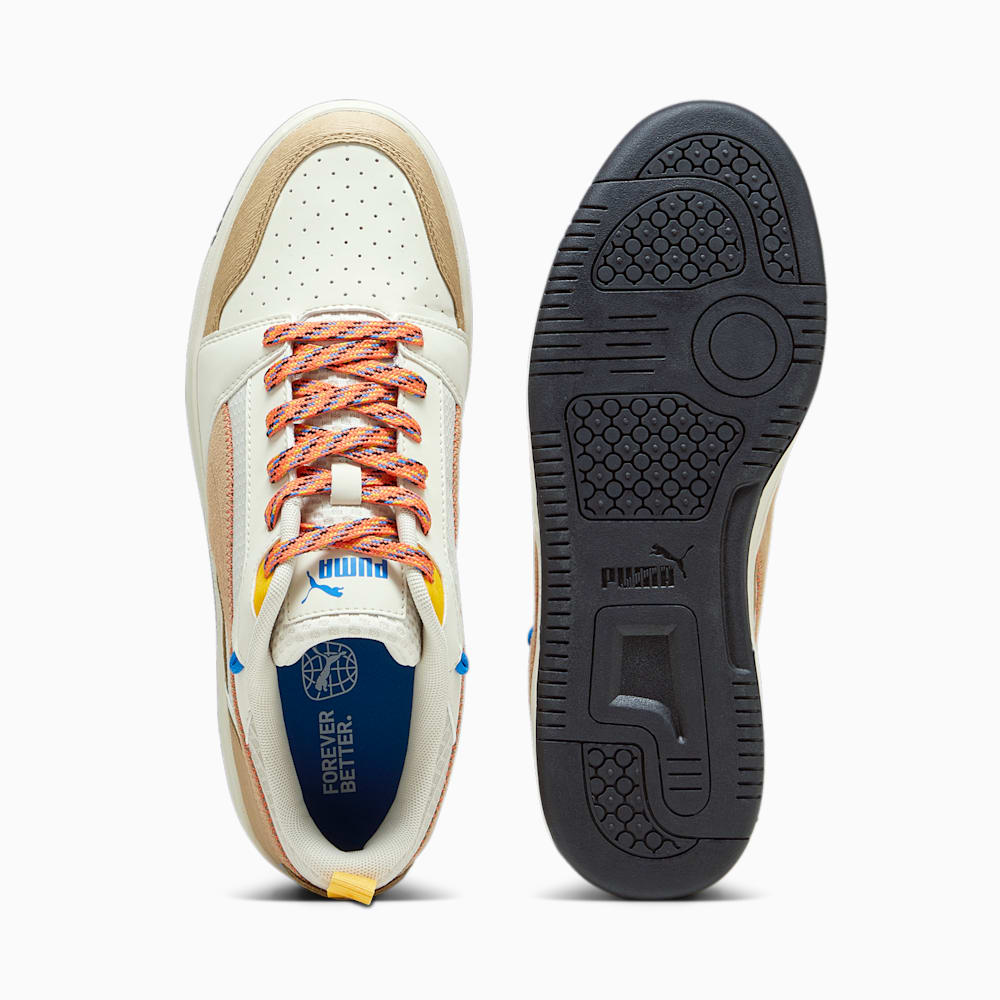 Puma Rebound v6 Low Open Road Sneakers - Alpine Snow-Sand Dune-Hot Heat-Yellow Sizzle-Ultra Blue