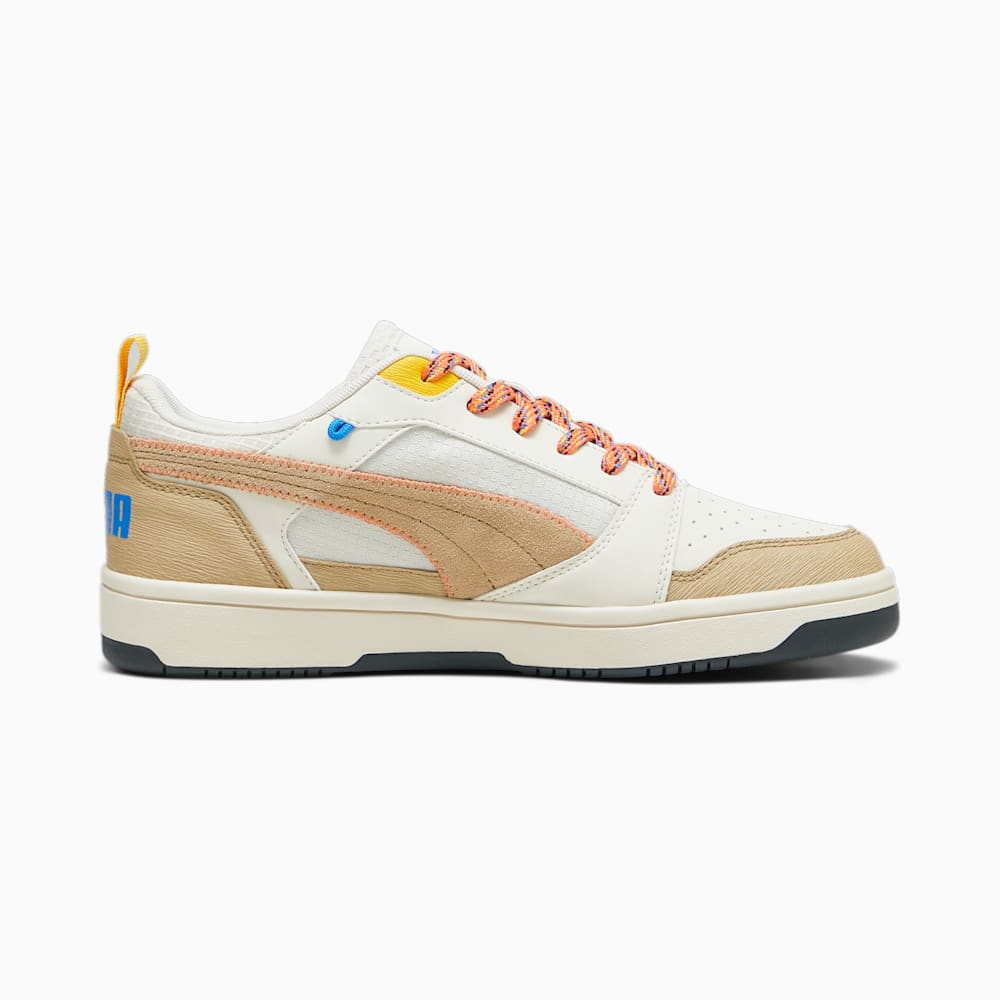 Puma Rebound v6 Low Open Road Sneakers - Alpine Snow-Sand Dune-Hot Heat-Yellow Sizzle-Ultra Blue