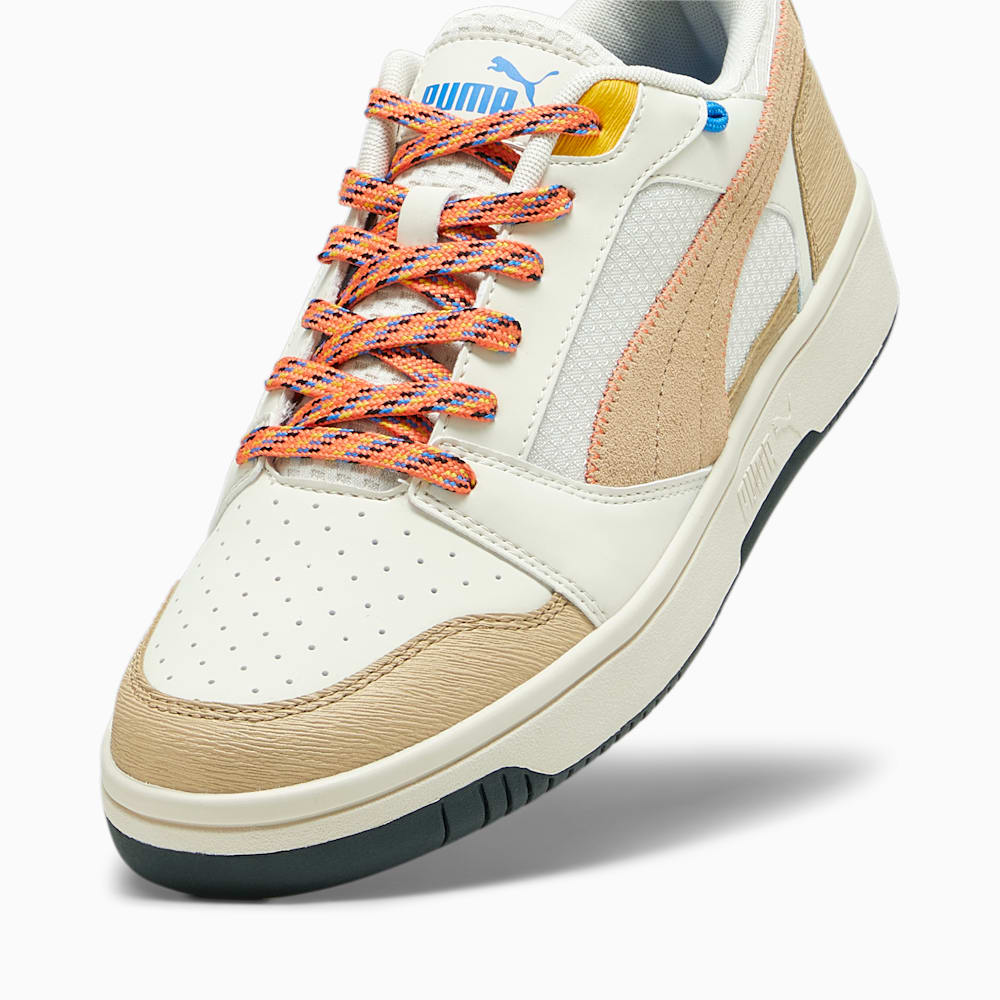 Puma Rebound v6 Low Open Road Sneakers - Alpine Snow-Sand Dune-Hot Heat-Yellow Sizzle-Ultra Blue