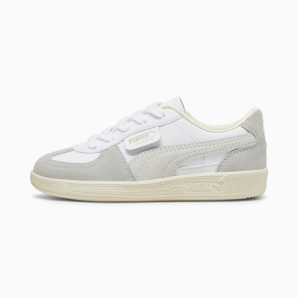 Puma Palermo Leather Little Kids Sneakers - White-Cool Light Gray-Sugared Almond