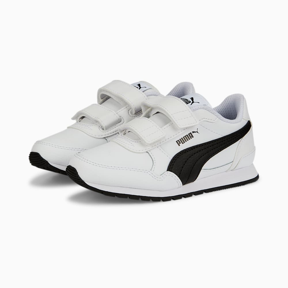 Puma ST Runner v3 Leather Little Kids Sneakers - White-Black