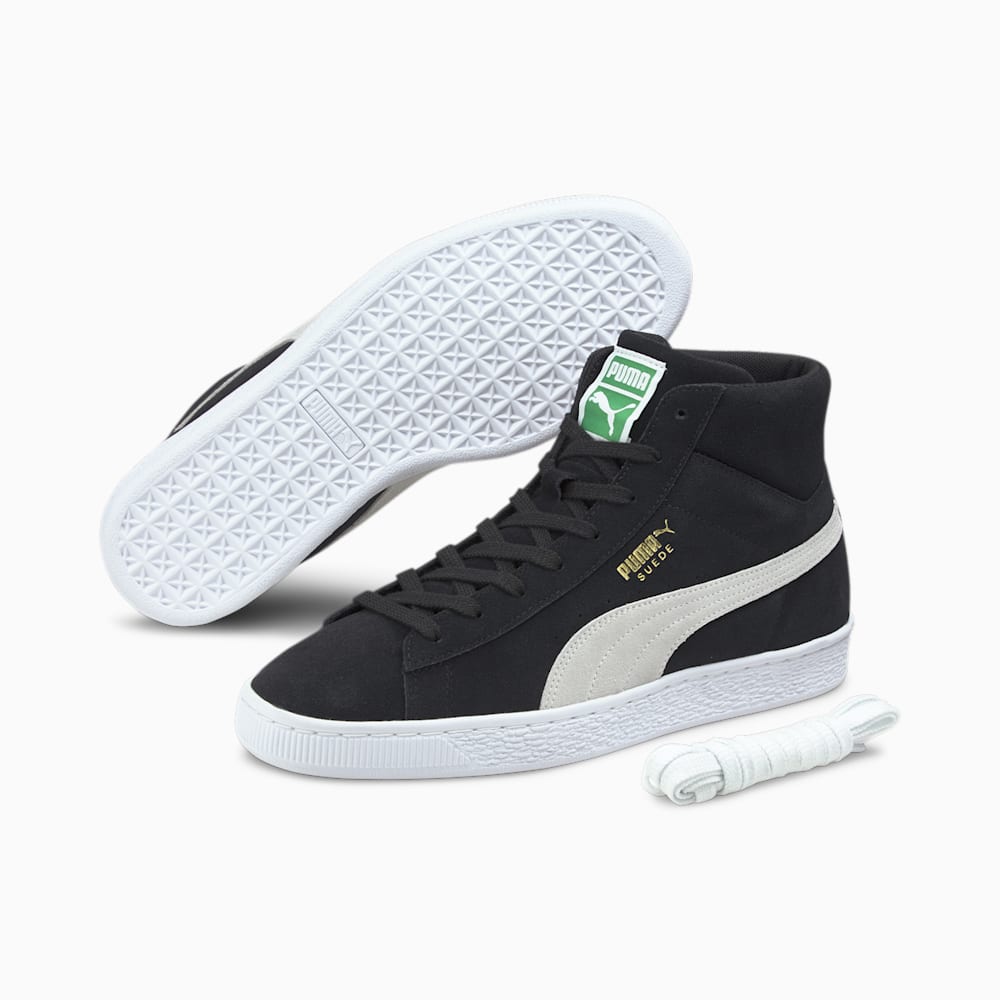 Puma Suede Mid XXI Sneakers - Black-White-Amazon Green