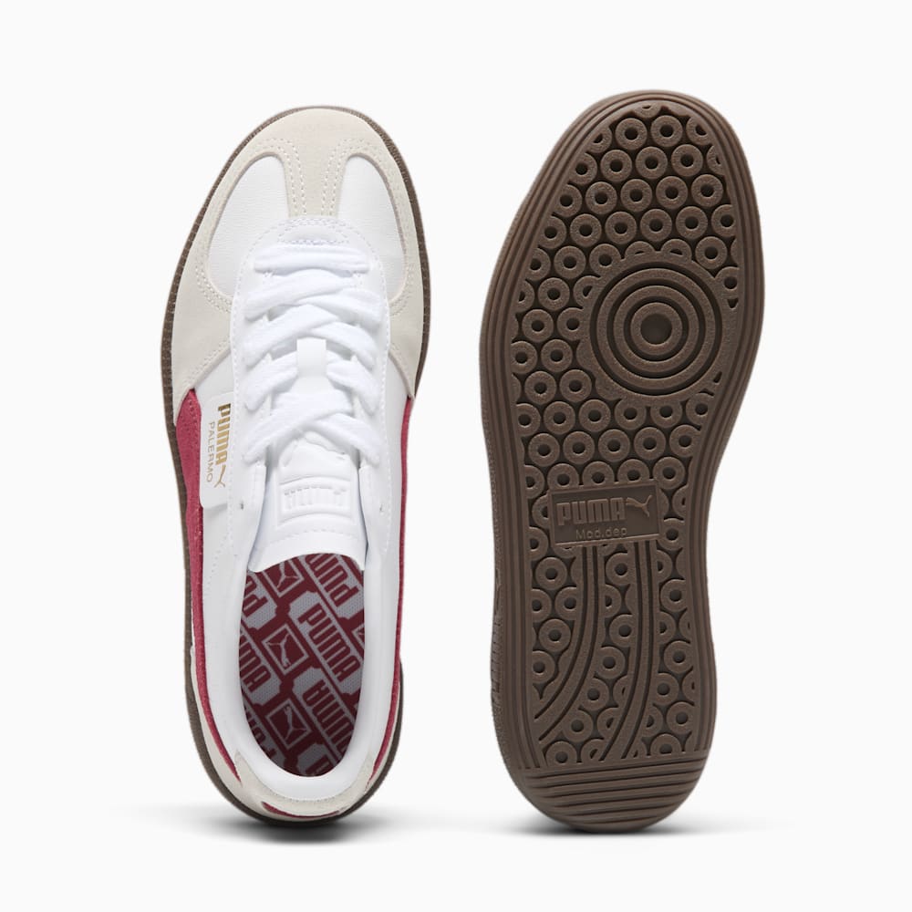 Puma Palermo Leather Sneakers - White-Vapor Gray-Club Red