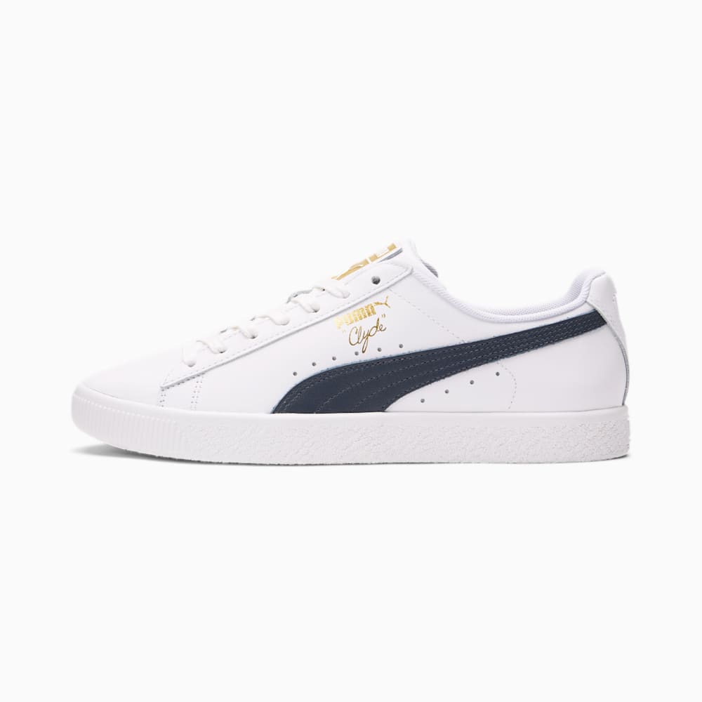 Puma Clyde Core Foil Sneakers - White-New Navy-Team Gold