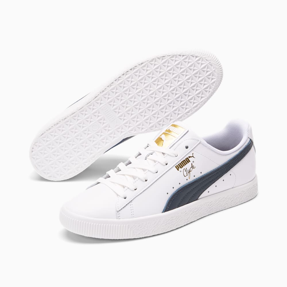 Puma Clyde Core Foil Sneakers - White-New Navy-Team Gold