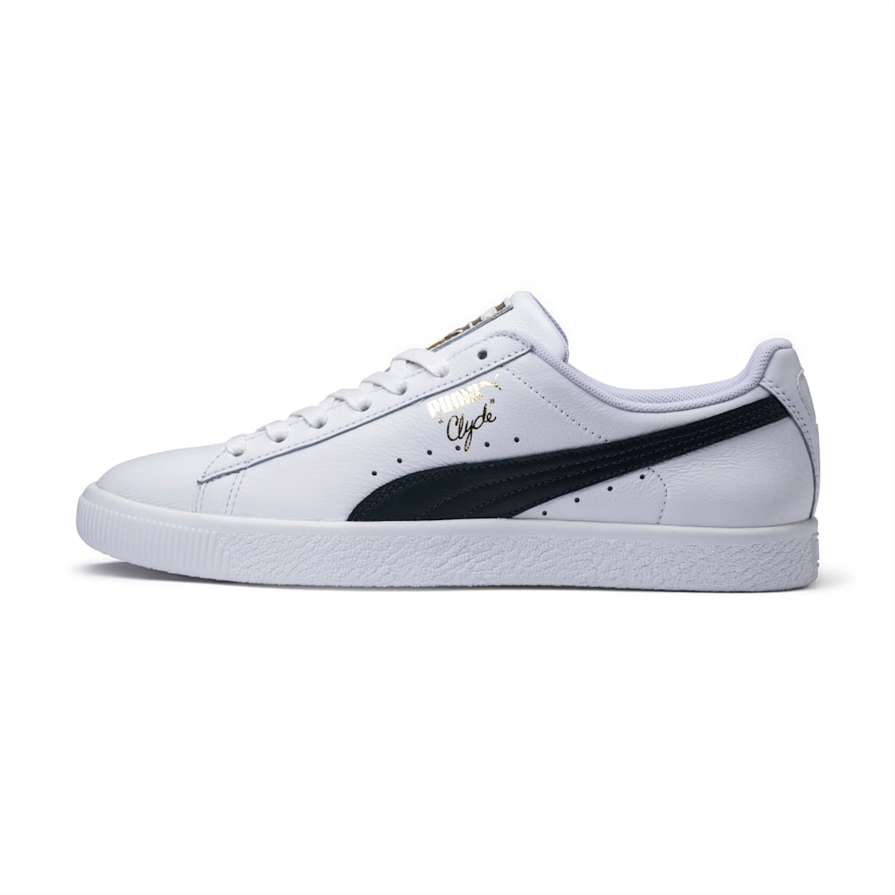 Puma Clyde Core Foil Sneakers - White-New Navy-Team Gold