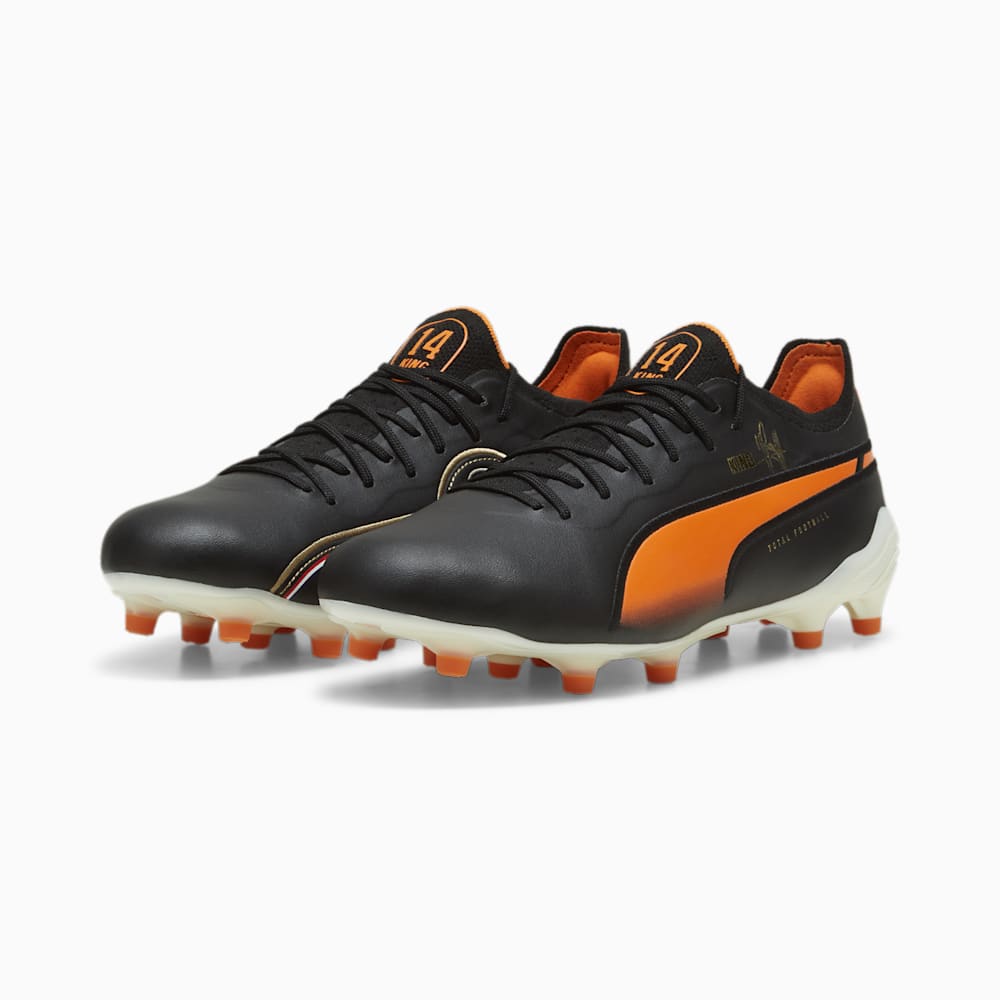 Puma KING ULTIMATE Cruyff FG/AG Soccer Cleats - Black-White-Rickie Orange-Gold-Frosted Ivory