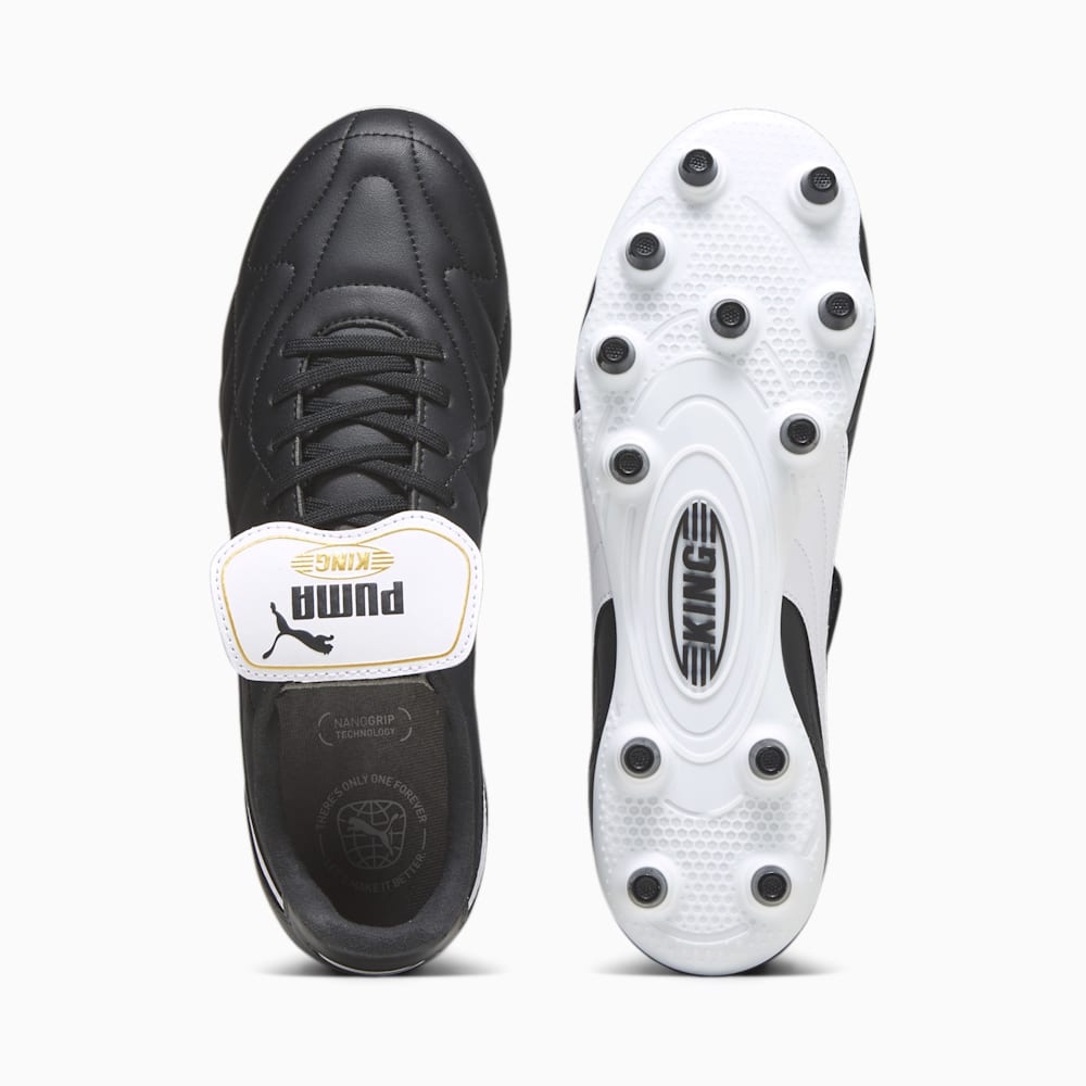 Puma KING TOP FG/AG Soccer Cleats - Black-White-Gold