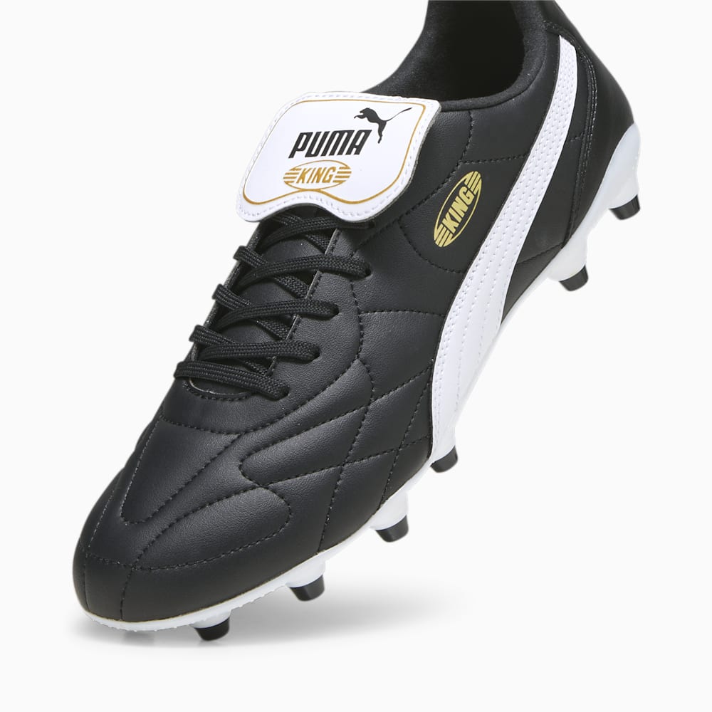 Puma KING TOP FG/AG Soccer Cleats - Black-White-Gold