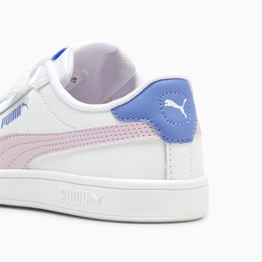 Puma Smash 3.0 Leather V Little Kids Sneakers - White-Grape Mist-Blue Skies