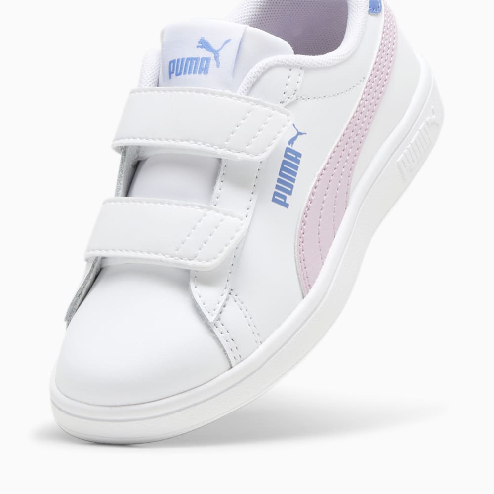 Puma Smash 3.0 Leather V Little Kids Sneakers - White-Grape Mist-Blue Skies