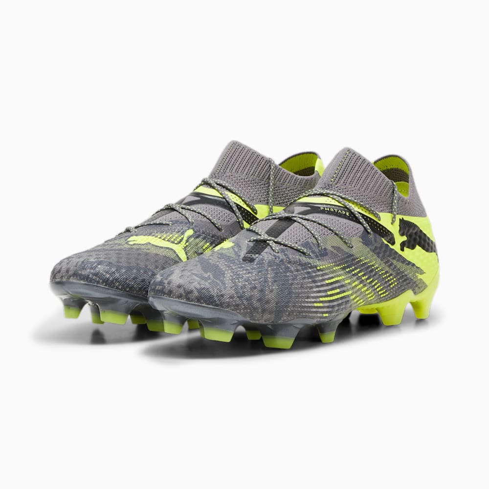 Puma FUTURE 7 ULTIMATE RUSH FG/AG Soccer Cleats - Strong Gray-Cool Dark Gray-Electric Lime