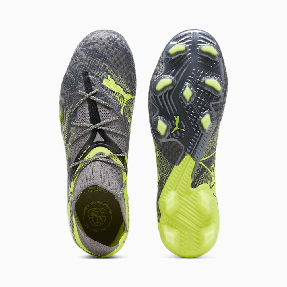 Puma FUTURE 7 ULTIMATE RUSH FG/AG Soccer Cleats - Strong Gray-Cool Dark Gray-Electric Lime