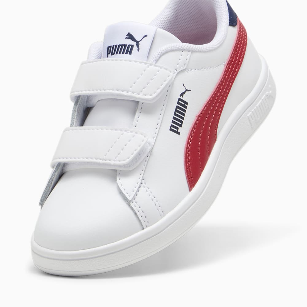 Puma Smash 3.0 Leather V Little Kids Sneakers - White-Club Red-Club Navy