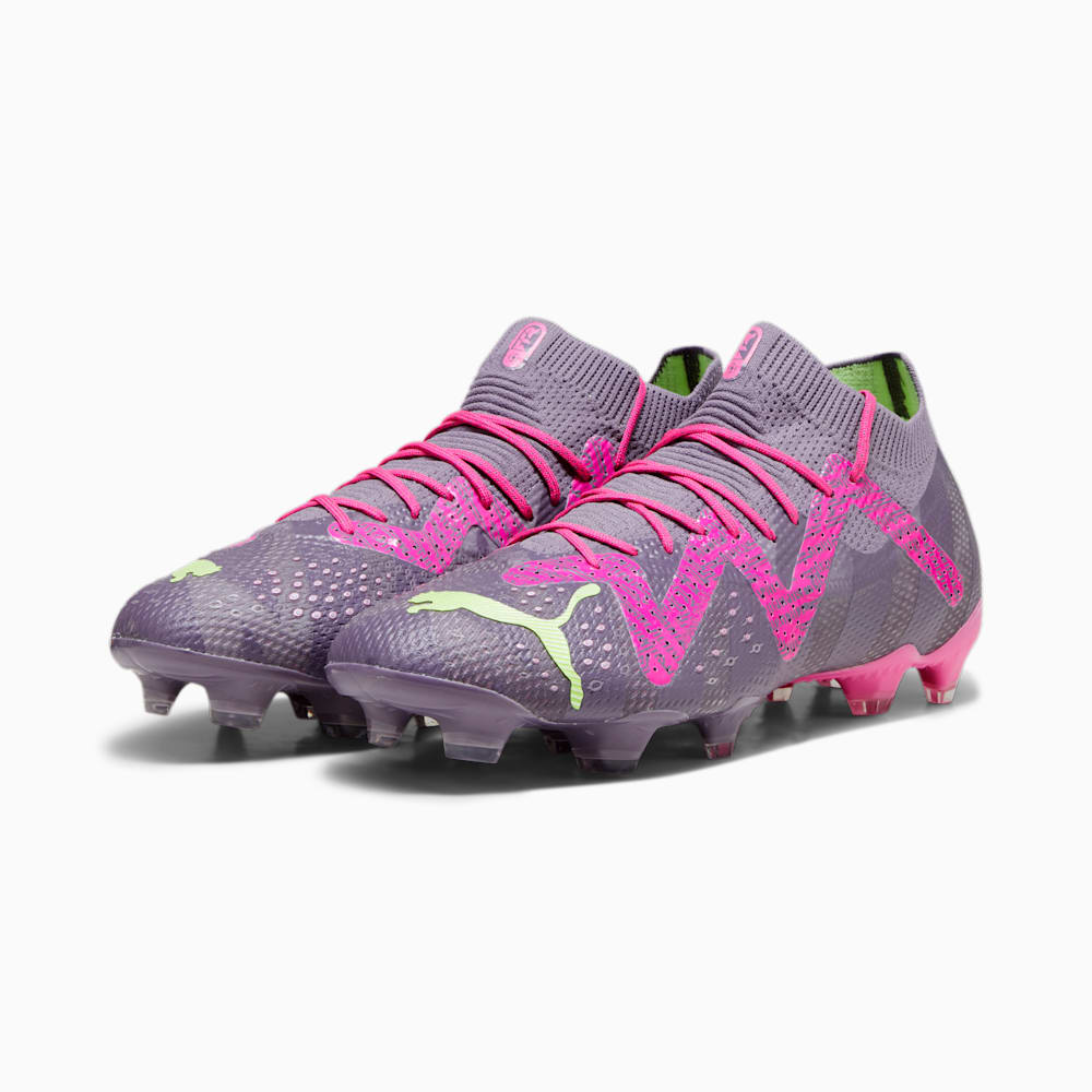 Puma FUTURE ULTIMATE FG/AG Goalkeeper Soccer Cleats - Purple Charcoal-Fast Yellow-Ravish-White