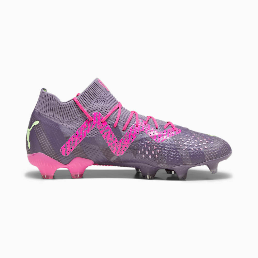 Puma FUTURE ULTIMATE FG/AG Goalkeeper Soccer Cleats - Purple Charcoal-Fast Yellow-Ravish-White