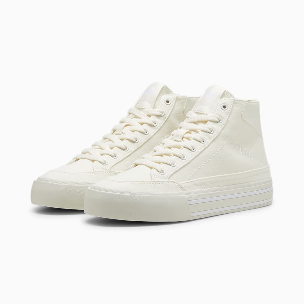 Puma Court Classic Vulc Mid Unisex Sneakers - Warm White-White