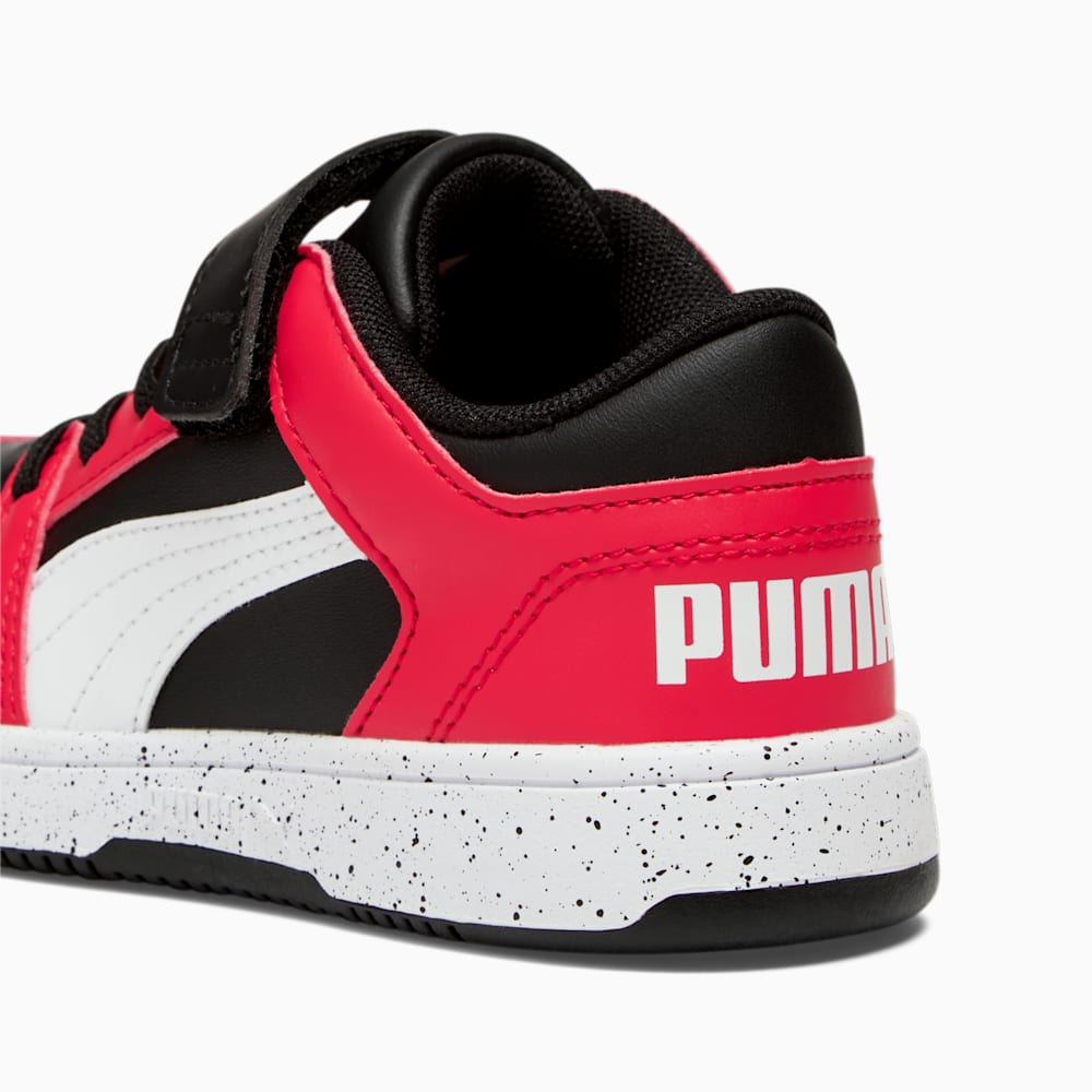 Puma Rebound V6 Lo Speckle Little Kids Sneakers - Black-White-High Risk Red