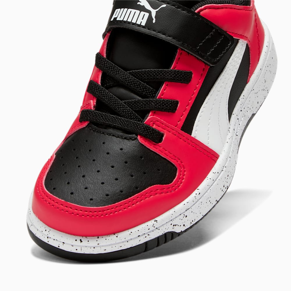 Puma Rebound V6 Lo Speckle Little Kids Sneakers - Black-White-High Risk Red