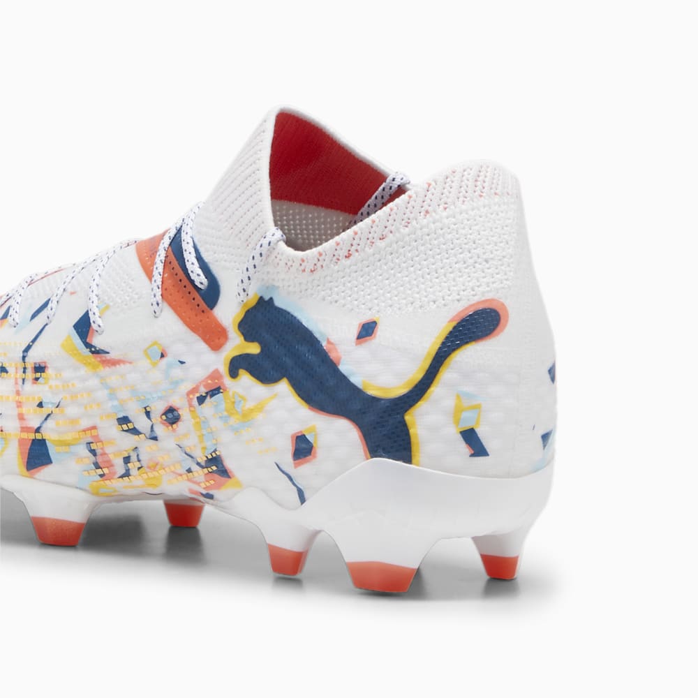 Puma FUTURE 7 ULTIMATE CREATIVITY FG/AG Soccer Cleats - White-Ocean Tropic-Turquoise Surf-Hot Heat-Sun Stream