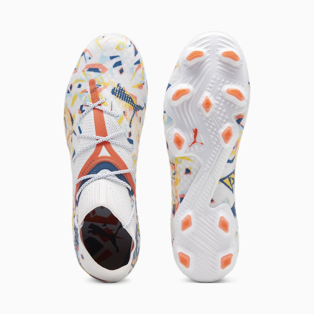 Puma FUTURE 7 ULTIMATE CREATIVITY FG/AG Soccer Cleats - White-Ocean Tropic-Turquoise Surf-Hot Heat-Sun Stream