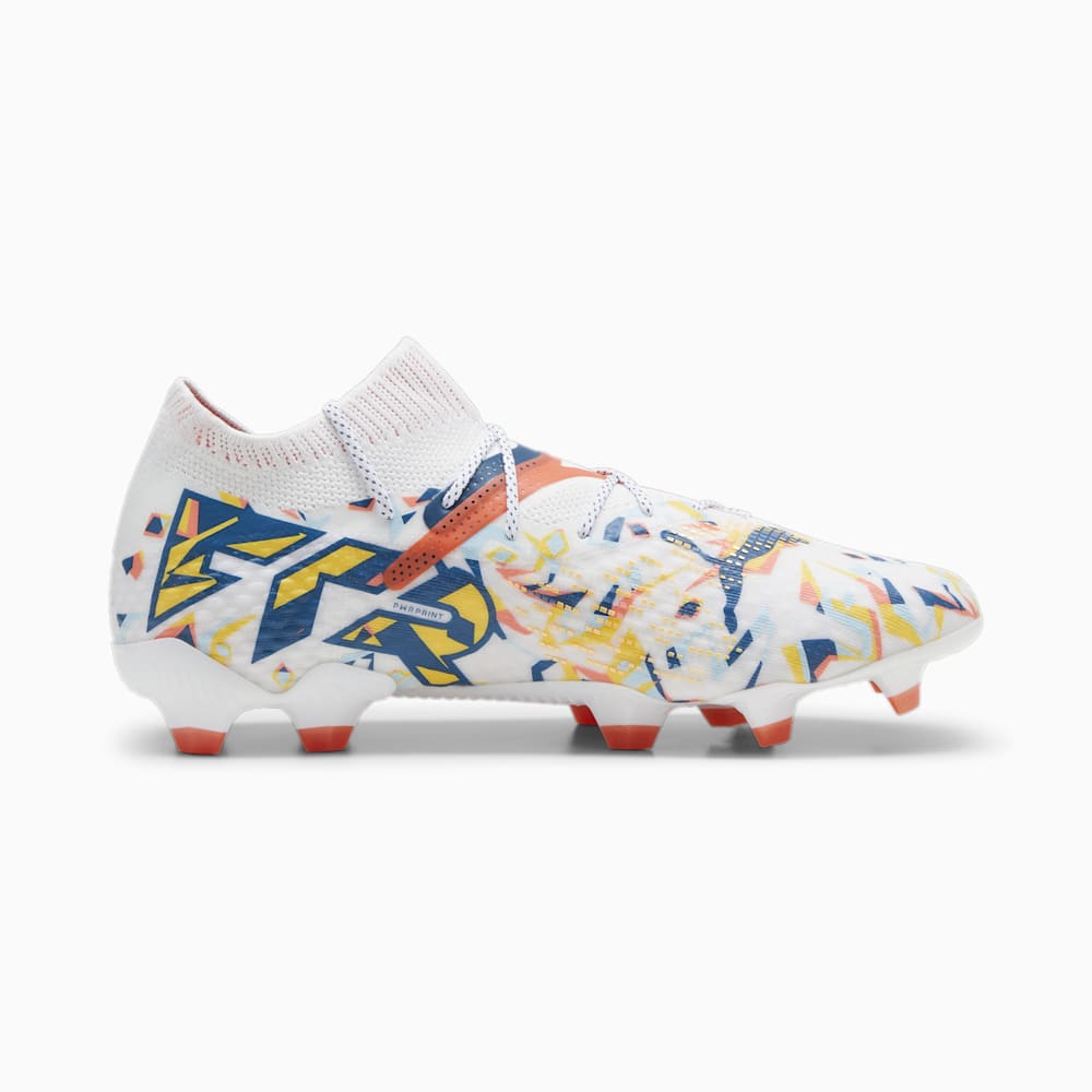 Puma FUTURE 7 ULTIMATE CREATIVITY FG/AG Soccer Cleats - White-Ocean Tropic-Turquoise Surf-Hot Heat-Sun Stream