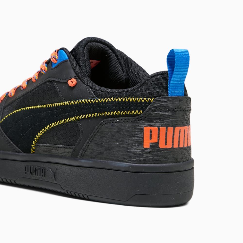 Puma Rebound v6 Low Open Road Sneakers - Black-Yellow Sizzle-Hot Heat-Ultra Blue