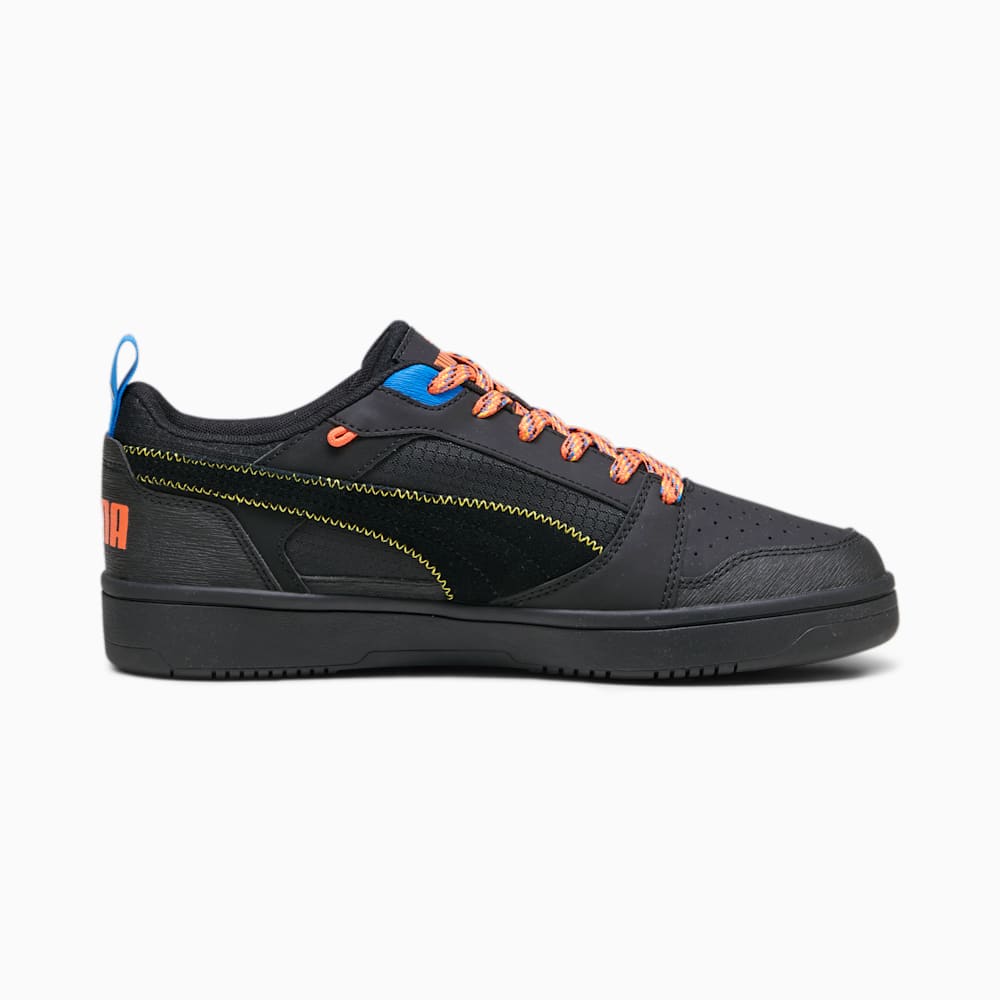 Puma Rebound v6 Low Open Road Sneakers - Black-Yellow Sizzle-Hot Heat-Ultra Blue