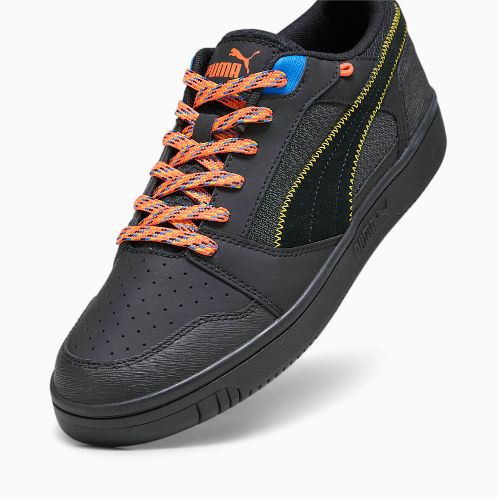 Puma Rebound v6 Low Open Road Sneakers - Black-Yellow Sizzle-Hot Heat-Ultra Blue