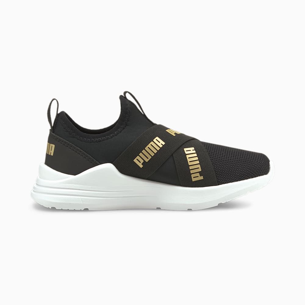 Puma Wired Run Slip-On Little Kids Shoes - Black-Team Gold