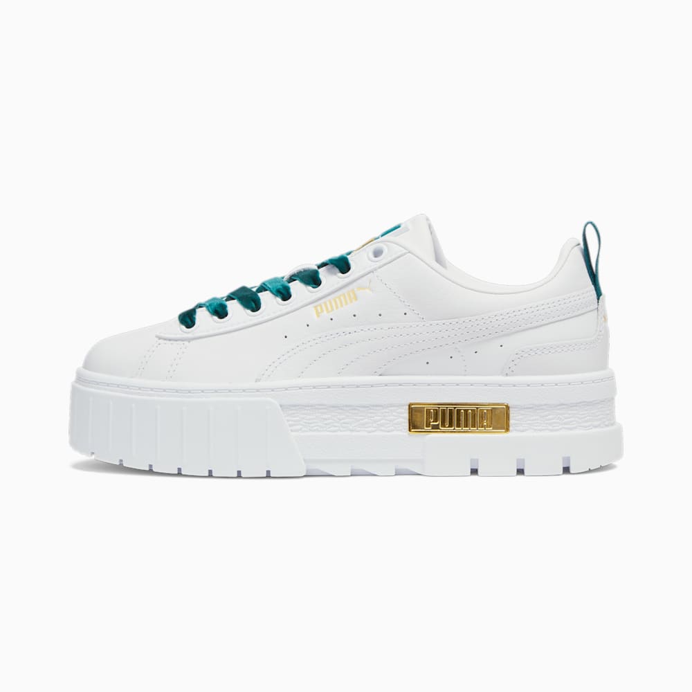 Puma Mayze Heritage Velvet Sneakers - White-Malachite-Team Gold