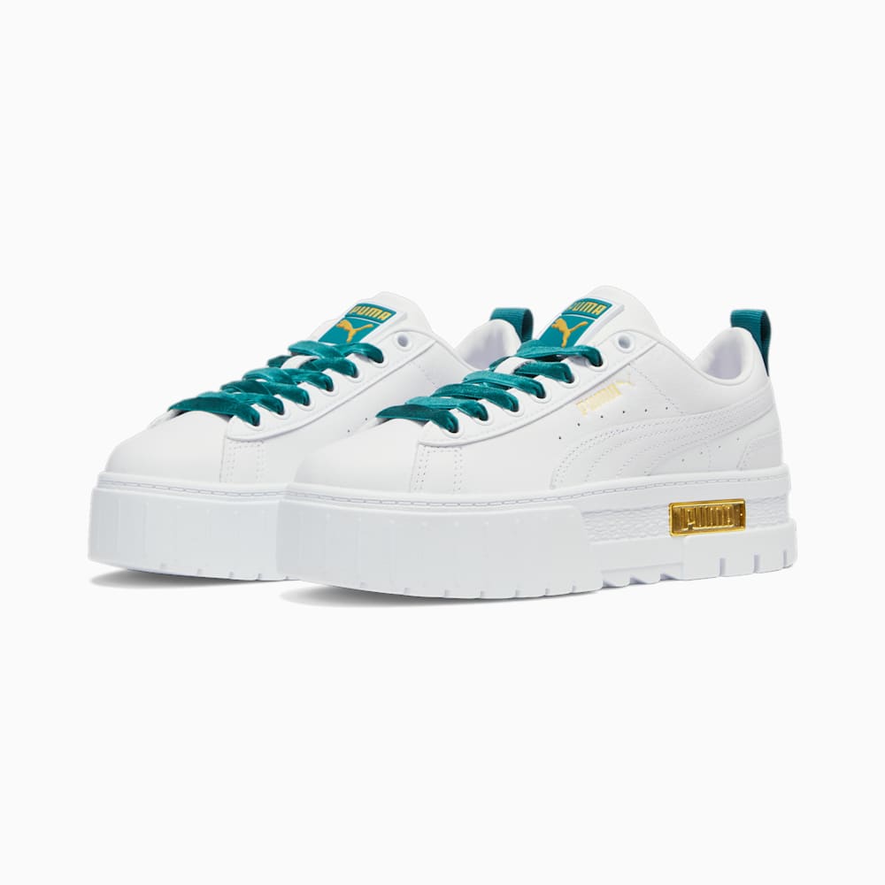 Puma Mayze Heritage Velvet Sneakers - White-Malachite-Team Gold