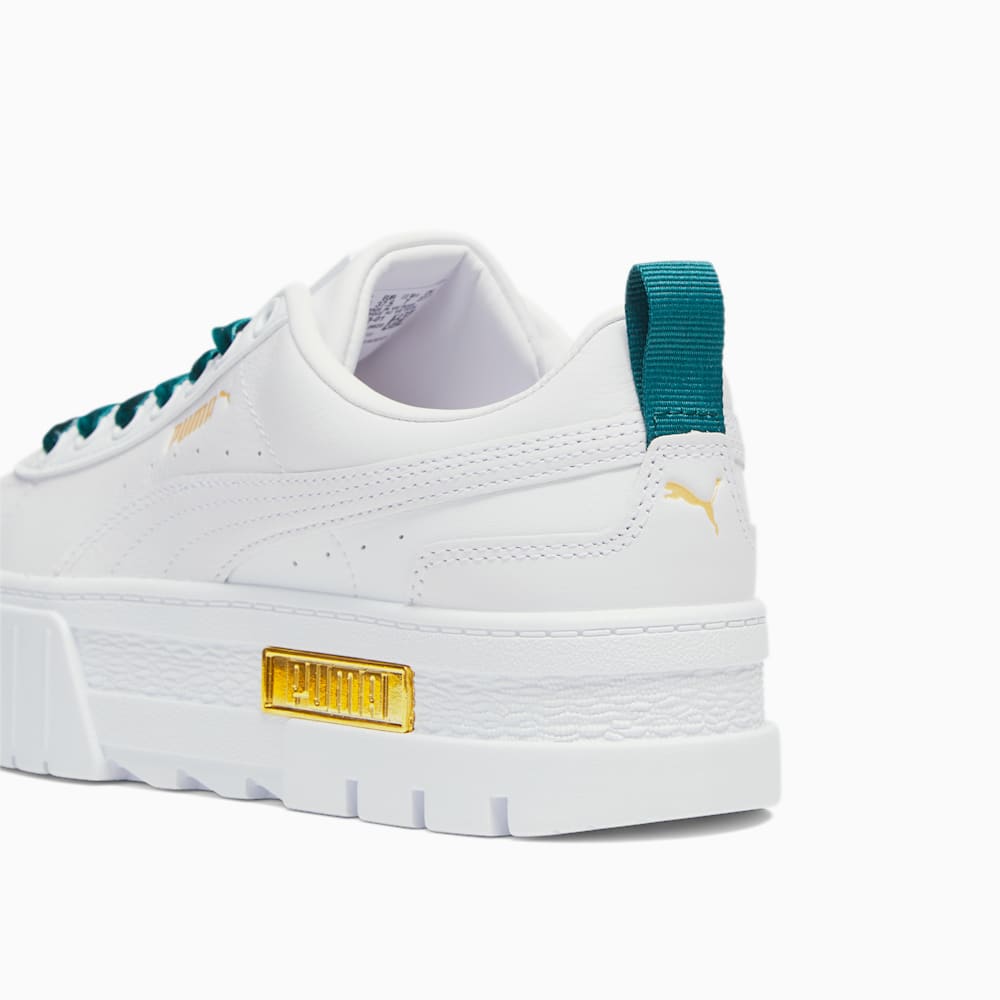 Puma Mayze Heritage Velvet Sneakers - White-Malachite-Team Gold