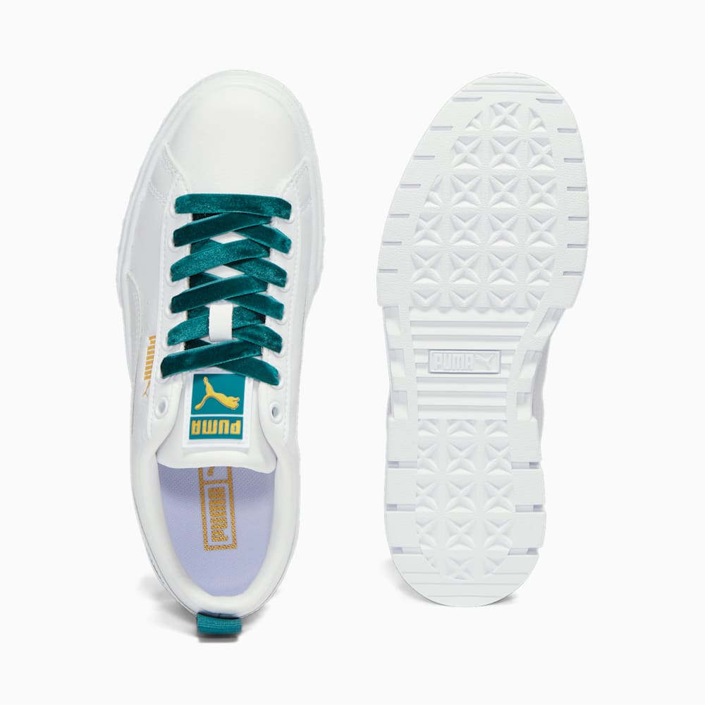 Puma Mayze Heritage Velvet Sneakers - White-Malachite-Team Gold