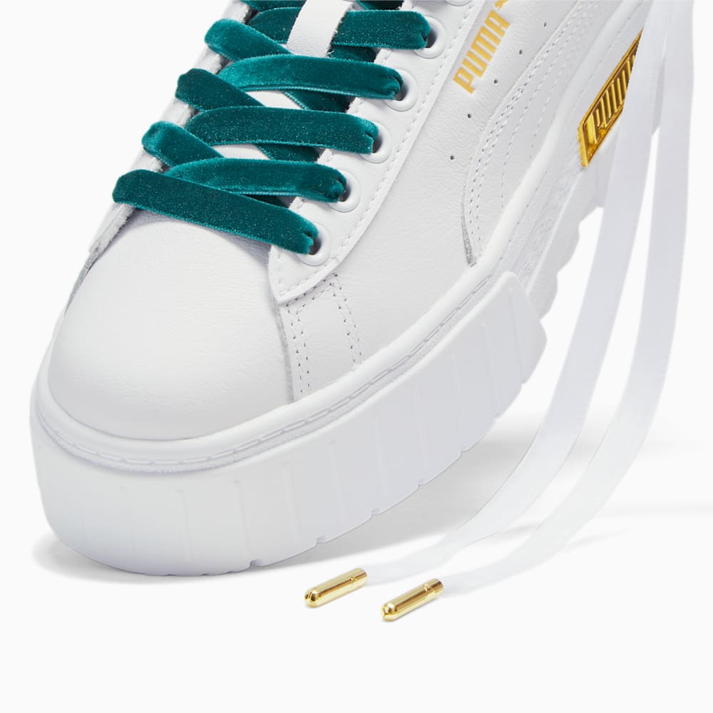 Puma Mayze Heritage Velvet Sneakers - White-Malachite-Team Gold