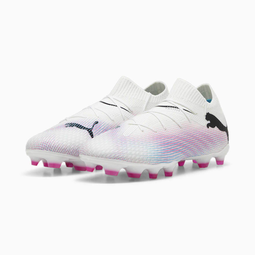 Puma FUTURE 7 PRO FG/AG Soccer Cleats - White-Black-Poison Pink